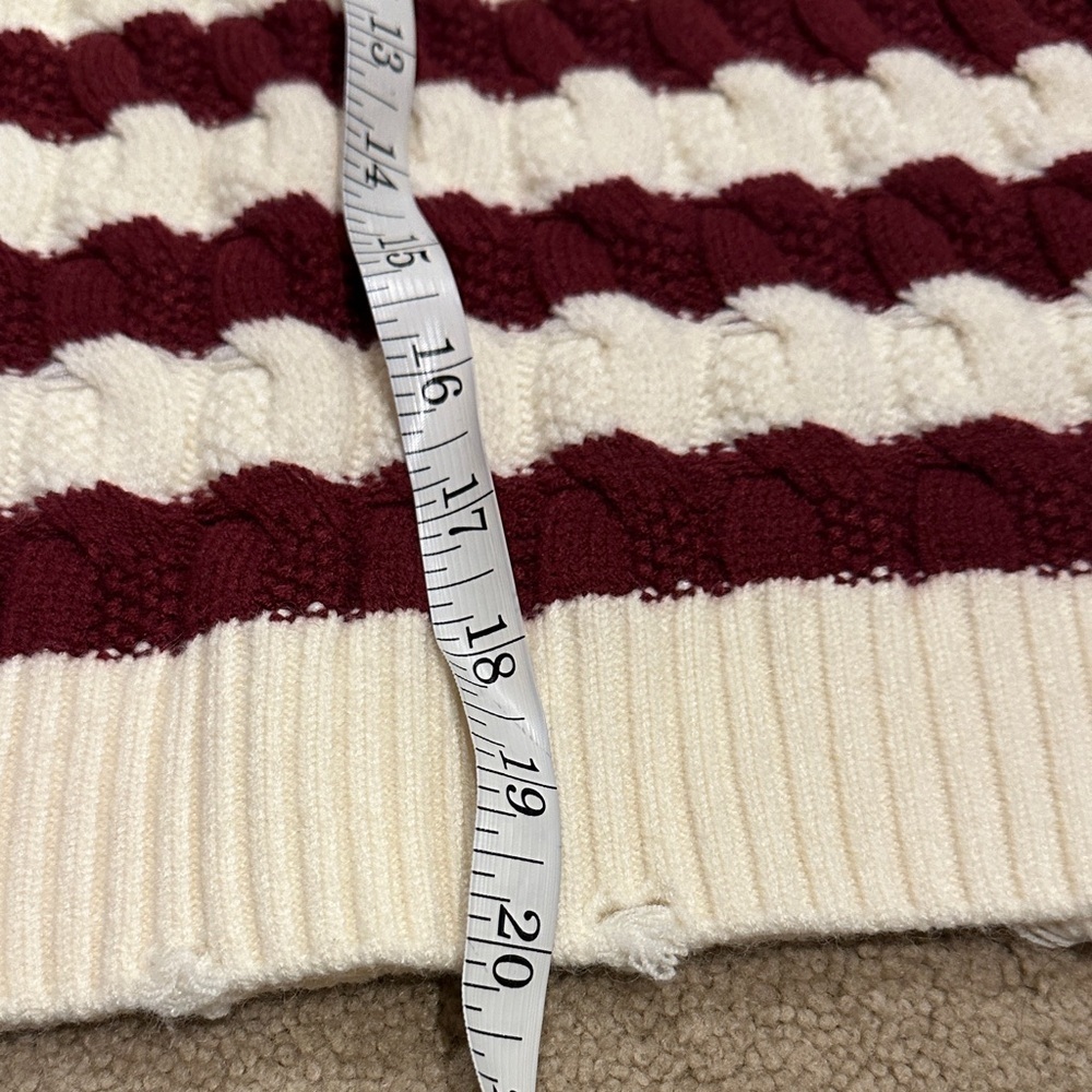 Like New! LNA Maroon and Cream Striped Crew Neck Sweater​​ - Picture 5 of 8